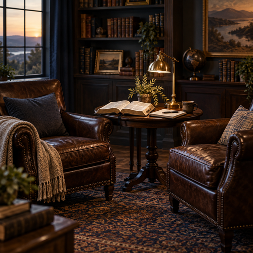 Biblical Counseling course — two chairs, open Bible, and counseling notes